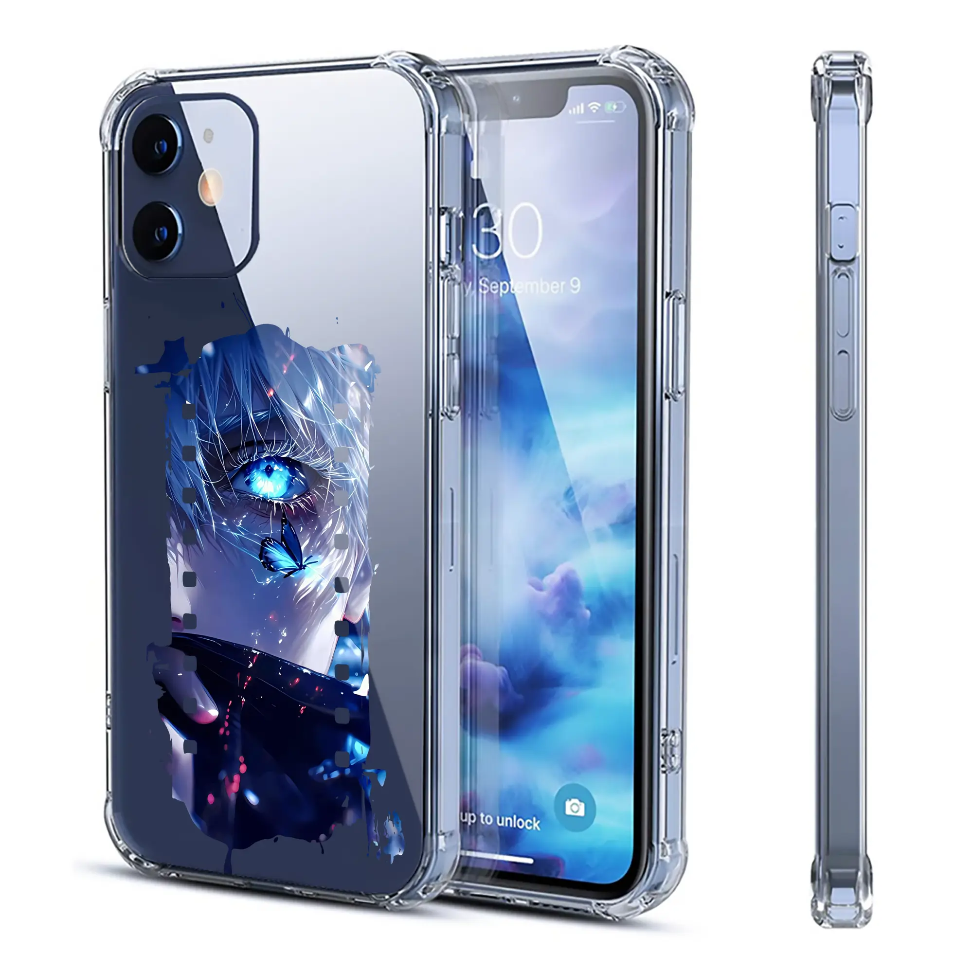 呪術廻戦 グッズ,五条 悟 - IPhone 12シリーズ対応 ・ 透明スマホケース ・ クリアソフトケース ・ TPU素材 ・ 耐衝撃 ・ 高密着 ・ 防汚 防指紋 ・ 簡単着脱